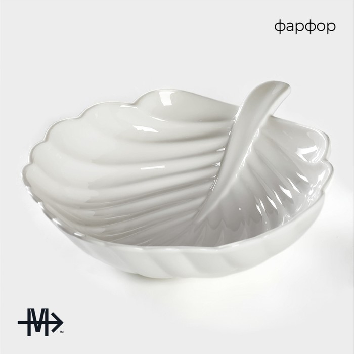 Салатник фарфоровый Magistro «Лист Бланш», 800 мл, 24,5×20,5 см, цвет белый Салатник фарфоровый Magistro «Лист Бланш», 800 мл, 24,5×20,5 см, цвет белый