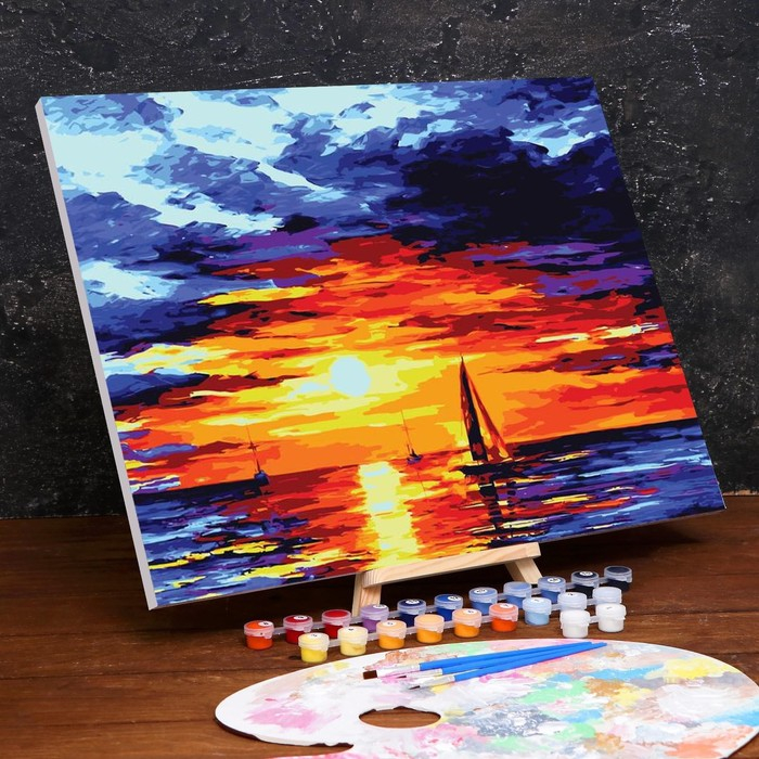 Картина по номерам на холсте с подрамником «Закат», 40 х 50 см Картина по номерам на холсте с подрамником «Закат», 40 х 50 см