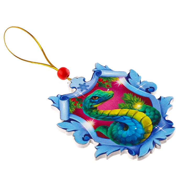 Ёлочная игрушка - подвеска деревянная «Новый год! Змея в снежинке», символ года 2025 Ёлочная игрушка - подвеска деревянная «Новый год! Змея в снежинке», символ года 2025
