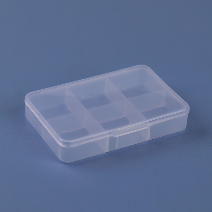 Таблетница, 9 × 6 × 2 см, 6 секций, цвет белый