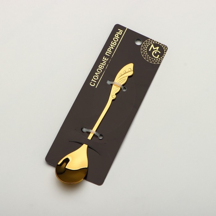 Ложка десертная из нержавеющей стали Magistro «Перо», длина 12,5 см, цвет золотой Ложка десертная из нержавеющей стали Magistro «Перо», длина 12,5 см, цвет золотой