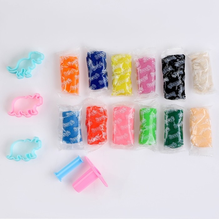 Тесто для лепки «Дракон» 12 цветов по 12,5 г, 3 формы, цвета МИКС Тесто для лепки «Дракон» 12 цветов по 12,5 г, 3 формы, цвета МИКС