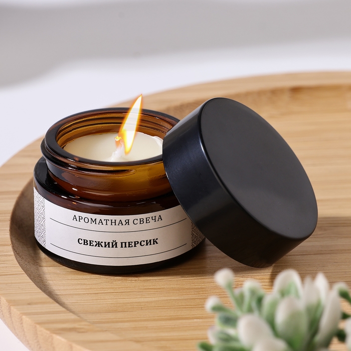 Свеча ароматическая в банке  Свеча ароматическая в банке "Свежий персик", соевый воск, 12 г