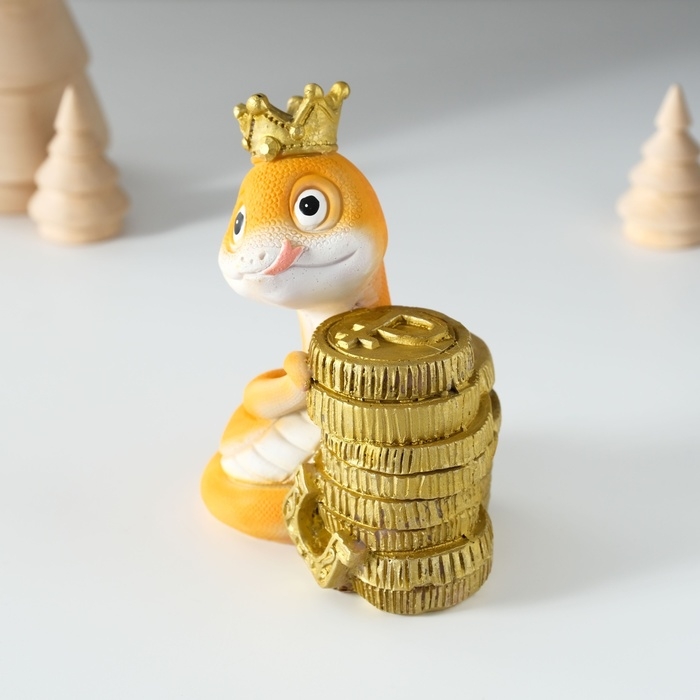 Копилка полистоун Копилка полистоун "Змейка в короне с монетками" 8х6,5х10 см