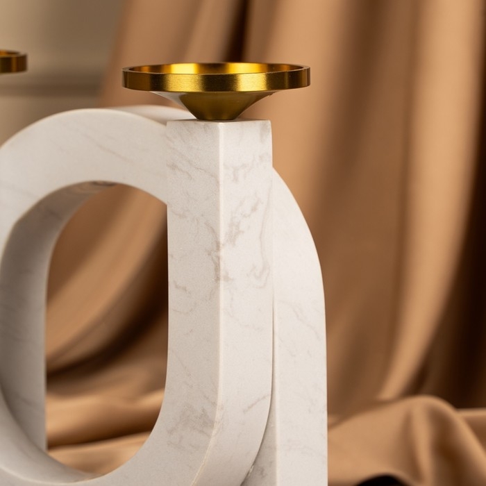 Подсвечник латунь, мрамор «Камелия» 19 х 18 х 8 см