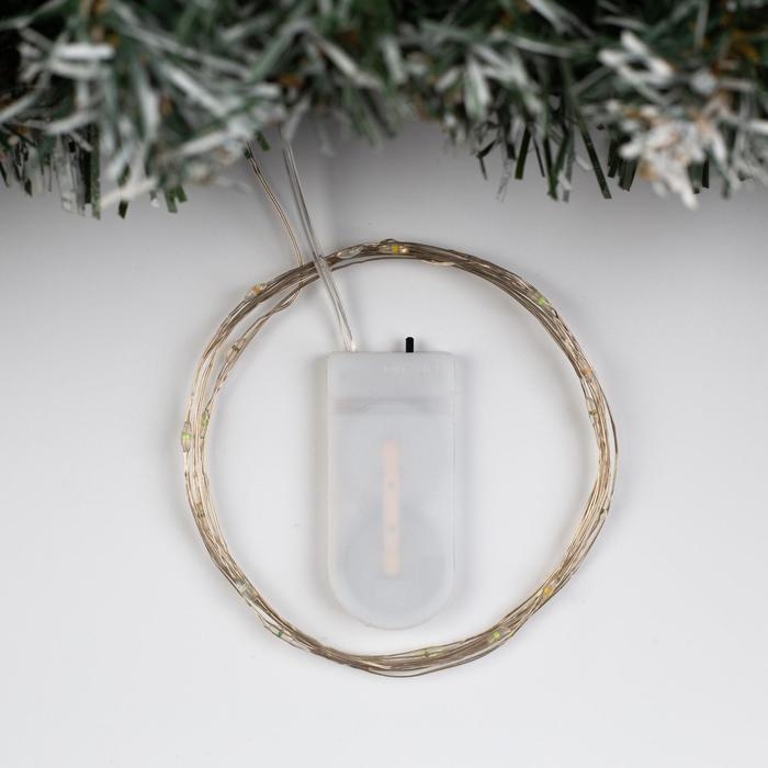 Гирлянда «Нить» 2 м роса, IP20, серебристая нить, 20 LED, батарейки CR2032х2 (в комплекте), свечение мульти Гирлянда «Нить» 2 м роса, IP20, серебристая нить, 20 LED, батарейки CR2032х2 (в комплекте), свечение мульти