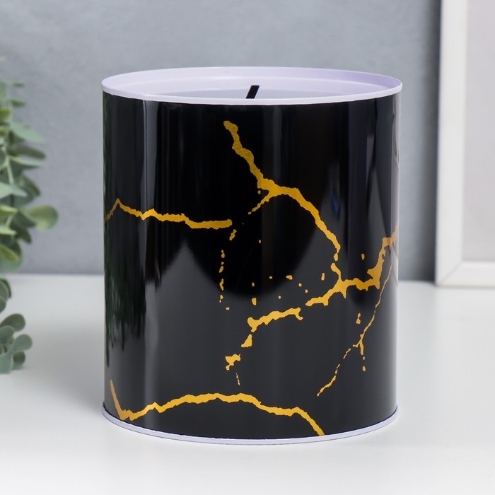 Копилка металл банка Копилка металл банка "Мрамор с золотыми трещинами" МИКС 15,5х13,5х13,5 см