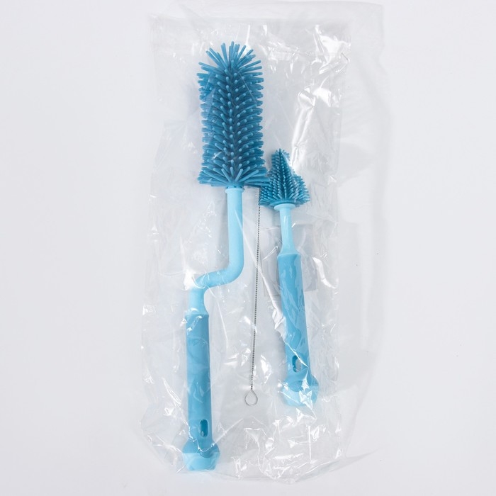 Набор ёршиков для бутылочек и сосок, 3 шт., цвет голубой Набор ёршиков для бутылочек и сосок, 3 шт., цвет голубой