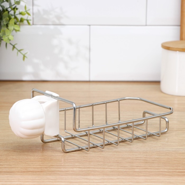 Подставка для губок на кран, 17×10×3,5 см, цвет хром Подставка для губок на кран, 17×10×3,5 см, цвет хром