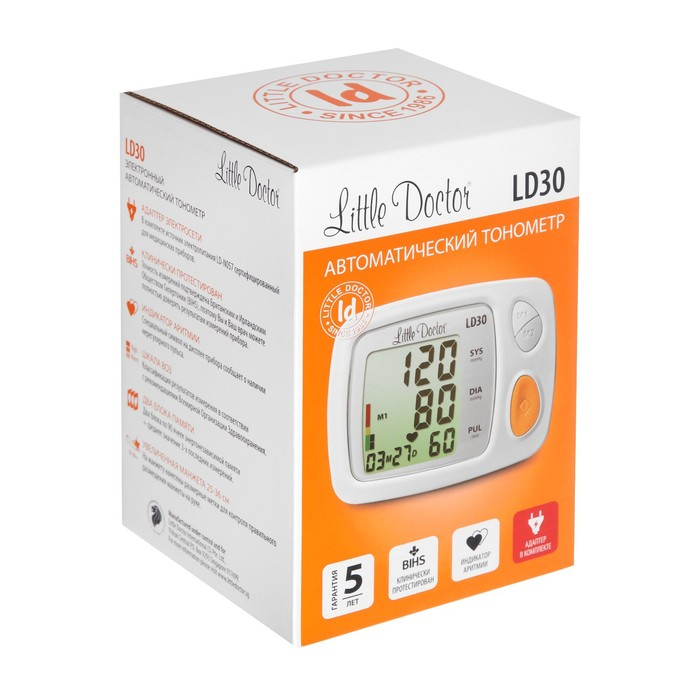 Тонометр Little Doctor LD-30, автоматический, манжета 25-36 см, 4хАА, с адаптером Тонометр Little Doctor LD-30, автоматический, манжета 25-36 см, 4хАА, с адаптером