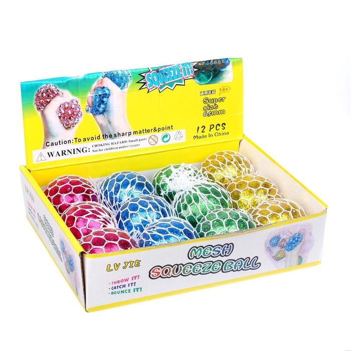 Мялка в сетке, 6 см, цвета МИКС Мялка в сетке, 6 см, цвета МИКС