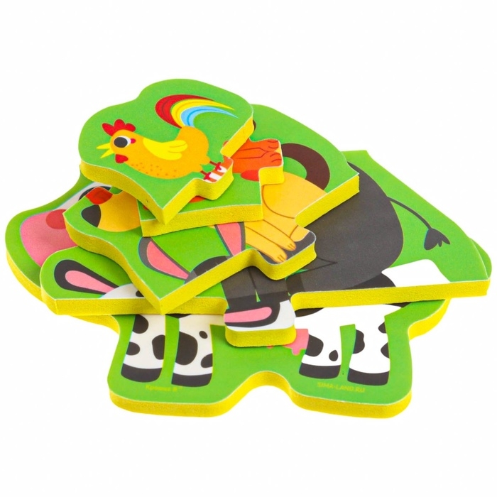 Мягкий пазл для малышей «Пирамидка: Животные фермы», 5 деталей, Крошка Я Мягкий пазл для малышей «Пирамидка: Животные фермы», 5 деталей, Крошка Я