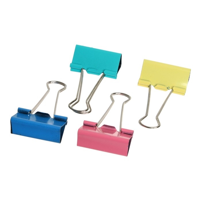 Набор зажимов для бумаг, цветные, 41 мм, 24 штук, 4 цвета, в пластиковой тубе, МИКС Набор зажимов для бумаг, цветные, 41 мм, 24 штук, 4 цвета, в пластиковой тубе, МИКС