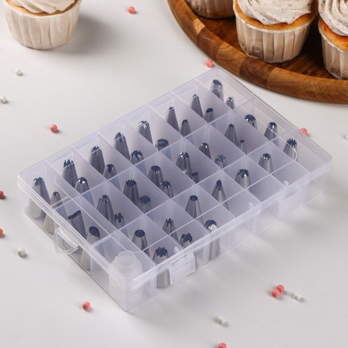 Набор насадок кондитерских, 42 шт, d=1,7 см, адаптер, в кейсе, насадки МИКС Набор насадок кондитерских, 42 шт, d=1,7 см, адаптер, в кейсе, насадки МИКС