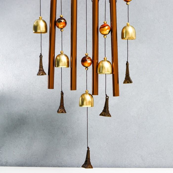 Музыка ветра металл Музыка ветра металл "Сердце с Эйфелевой башней" 4 трубки 5 колокольчиков d=17 см длина 65см