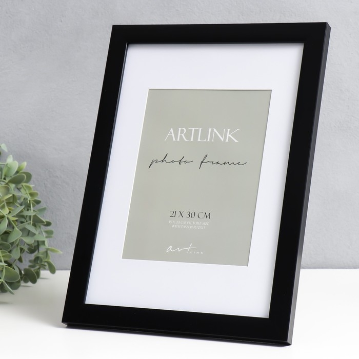 Фоторамка пластик Фоторамка пластик "Gloria" 21х30 см, с паспарту, чёрный
