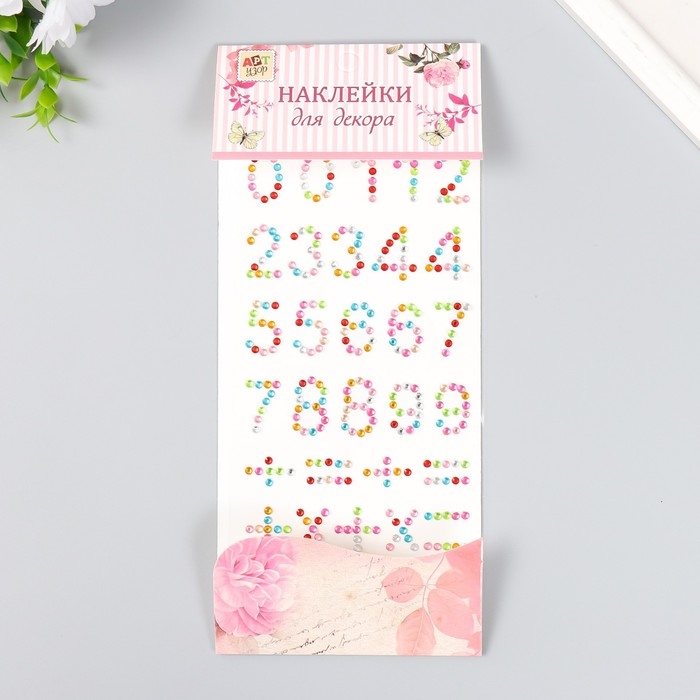 Наклейка пластик стразы Наклейка пластик стразы "Цифры" МИКС 10х23 см