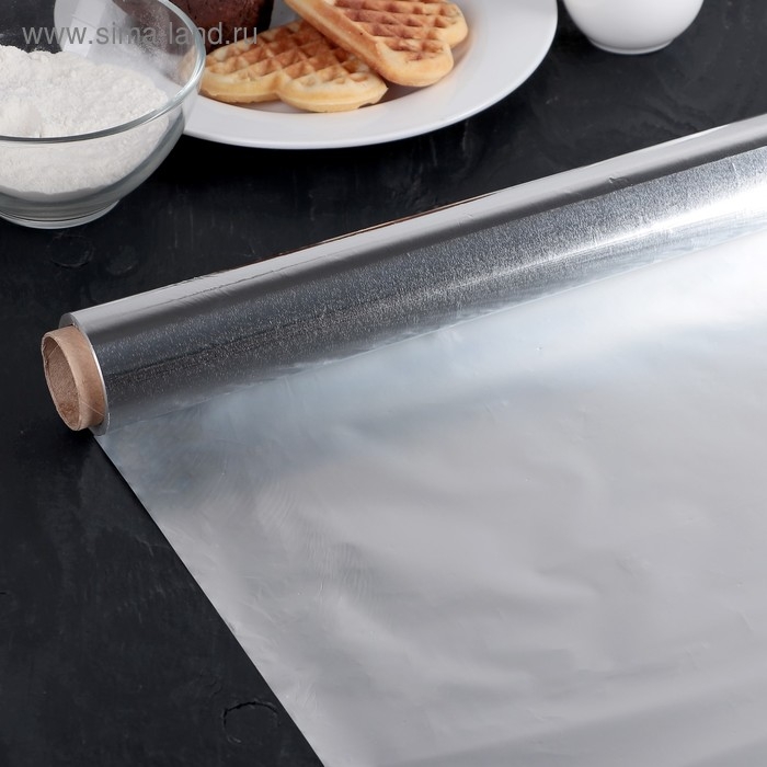 Фольга пищевая алюминиевая «Универсальная», 44 см × 50 м, 11 мкм Фольга пищевая алюминиевая «Универсальная», 44 см × 50 м, 11 мкм