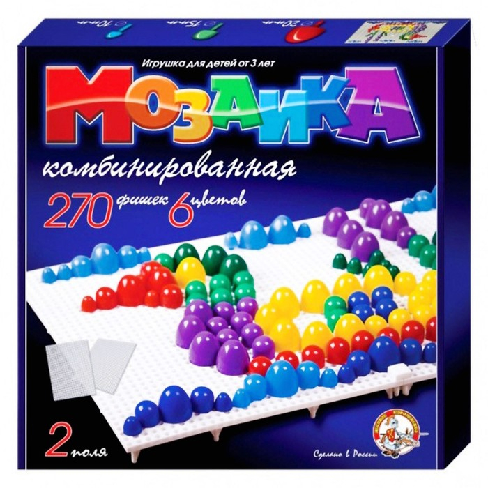 Мозаика круглая, 270 элементов по 10, 15, 20 мм, 6 цветов, 2 платы Мозаика круглая, 270 элементов по 10, 15, 20 мм, 6 цветов, 2 платы