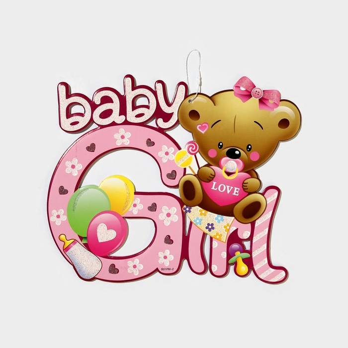 Декоративное украшение (подвеска)  Декоративное украшение (подвеска) "Baby Girl" 30х25 см, цв. розовый