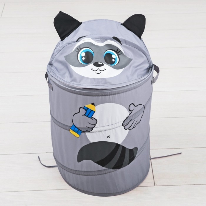 Корзина для хранения игрушек «Енот» с ручками и крышкой Корзина для хранения игрушек «Енот» с ручками и крышкой