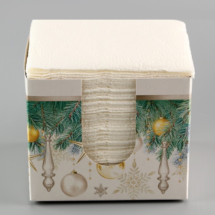 Новогодние салфетки бумажные в коробке «Ёлка», интерьерные, 75 листов, на новый год Новогодние салфетки бумажные в коробке «Ёлка», интерьерные, 75 листов, на новый год