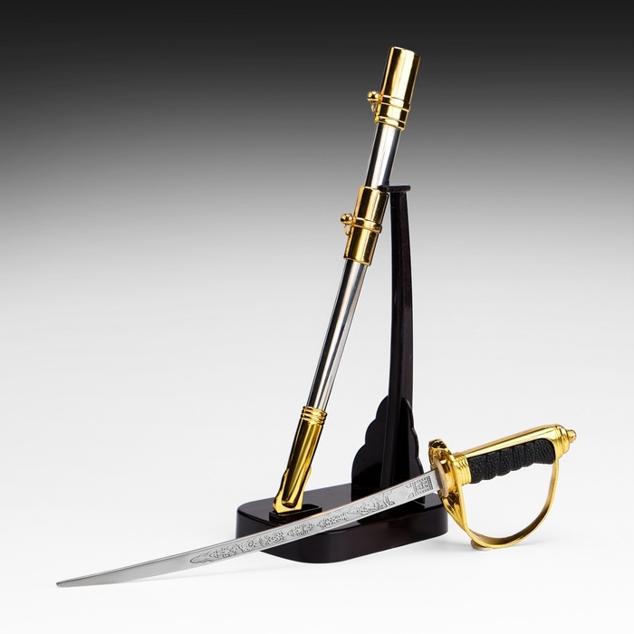 Сувенирное изделие Сабля на подставке, мини, 25см Сувенирное изделие Сабля на подставке, мини, 25см
