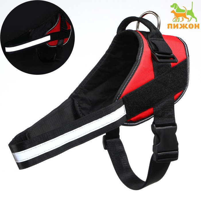 Шлейка К9 мягкая светоотражающая, размер M, ОГ 55-65 см, вес 11-20 кг, красная Шлейка К9 мягкая светоотражающая, размер M, ОГ 55-65 см, вес 11-20 кг, красная