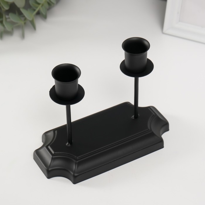 Подсвечник металл на 2 свечи Подсвечник металл на 2 свечи "Аристотель" чёрный d=2,5 см 8х16х12 см