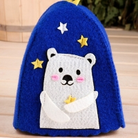 Шапка для бани с аппликацией "Застенчивый Мишка" Шапка для бани с аппликацией "Застенчивый Мишка"