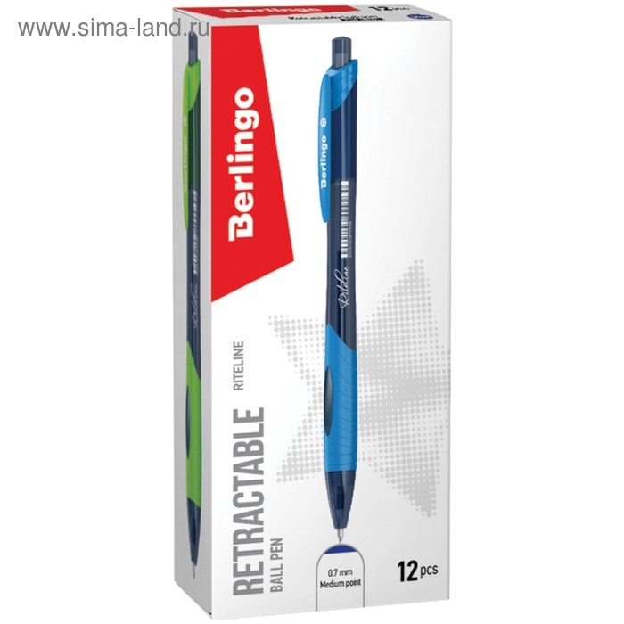 Ручка шариковая автоматическая 0.7 мм, Berlingo  Ручка шариковая автоматическая 0.7 мм, Berlingo "Riteline", грип, синяя, корпус микс