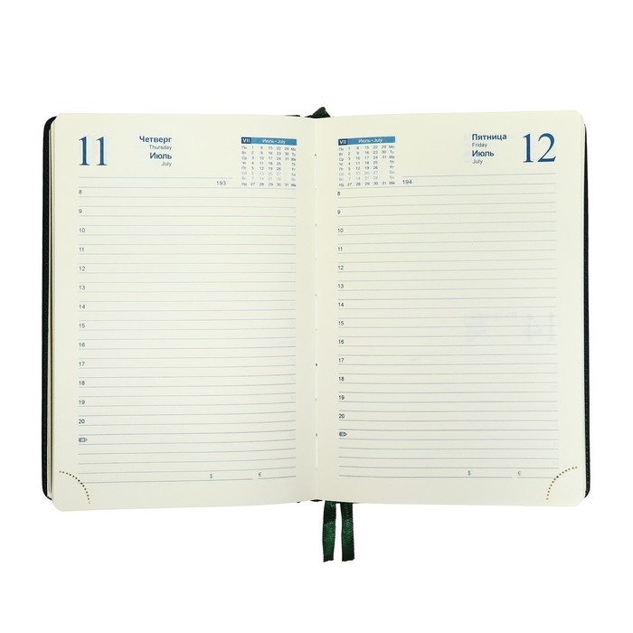 Ежедневник датированный 2025 года, A5, 168 листов в линейку, кожзам  Ежедневник датированный 2025 года, A5, 168 листов в линейку, кожзам "Небраска", золотой срез, зеленый