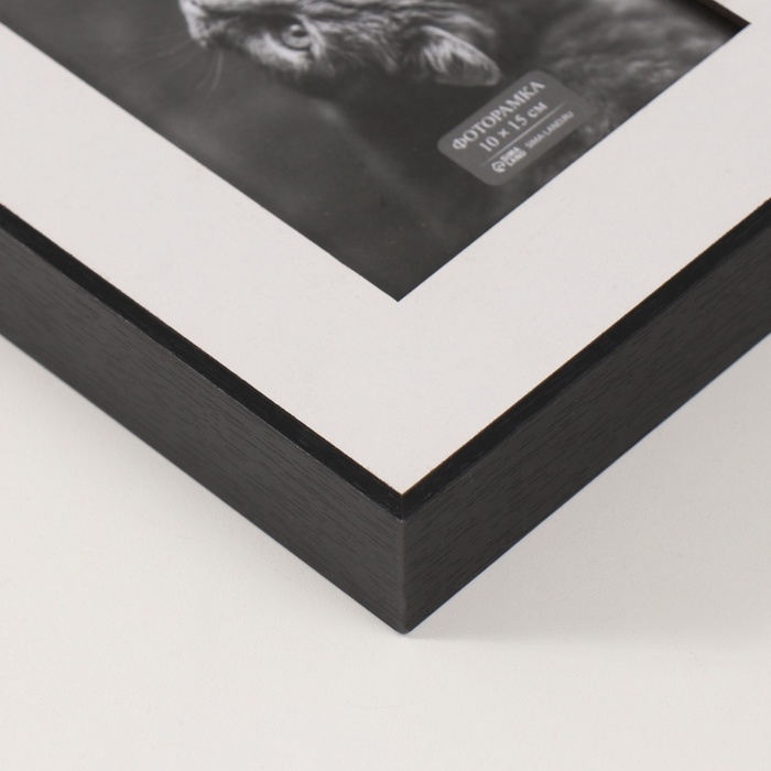 Фоторамка МДФ на 1 фото 10х15 см с белым паспарту Фоторамка МДФ на 1 фото 10х15 см с белым паспарту "Энрика" черная 3х16х21 см