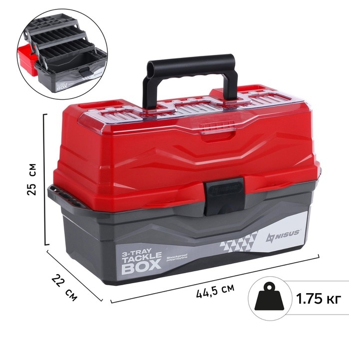 Ящик рыболовный Tackle Box трёхполочный NISUS, красный Ящик рыболовный Tackle Box трёхполочный NISUS, красный
