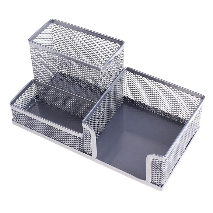 Подставка для канцелярских мелочей, 3 отделения, серая сетка Подставка для канцелярских мелочей, 3 отделения, серая сетка