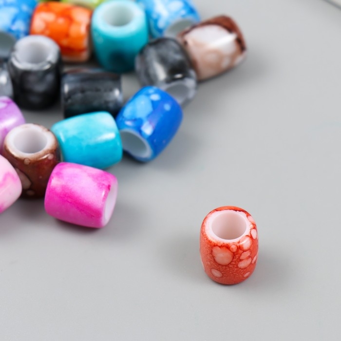 Бусины для творчества пластик Бусины для творчества пластик "Цилиндры. Пятна краски" набор 20 гр 1,1х1,1х1,2 см