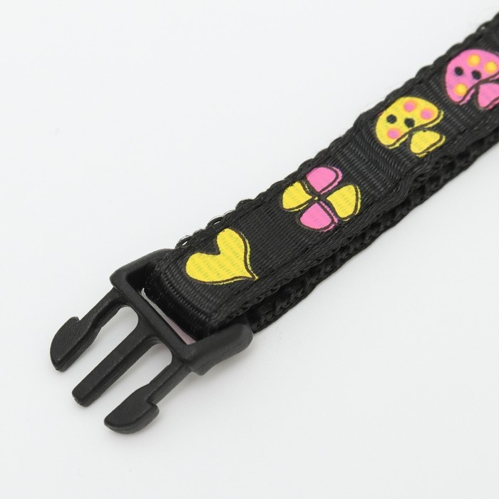 Ошейник двухслойный с фастексом Ошейник двухслойный с фастексом "Грибы" 30 х 1 см, чёрный