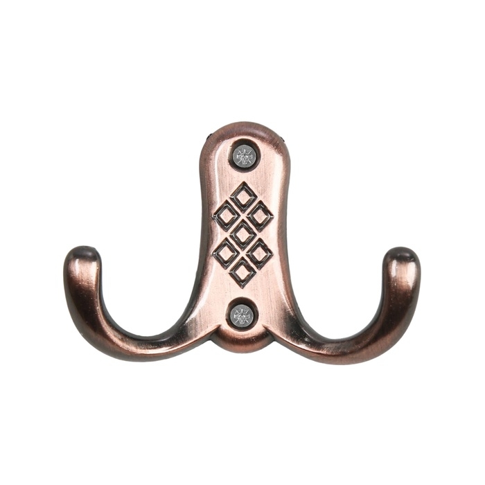 Крючок мебельный ТУНДРА TKD024, двухрожковый, медь Крючок мебельный ТУНДРА TKD024, двухрожковый, медь