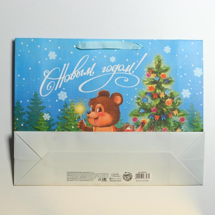 Пакет подарочный новогодний ламинированный «Зверята возле ёлки», L 40 х 31 х 11,5 см, Новый год Пакет подарочный новогодний ламинированный «Зверята возле ёлки», L 40 х 31 х 11,5 см, Новый год