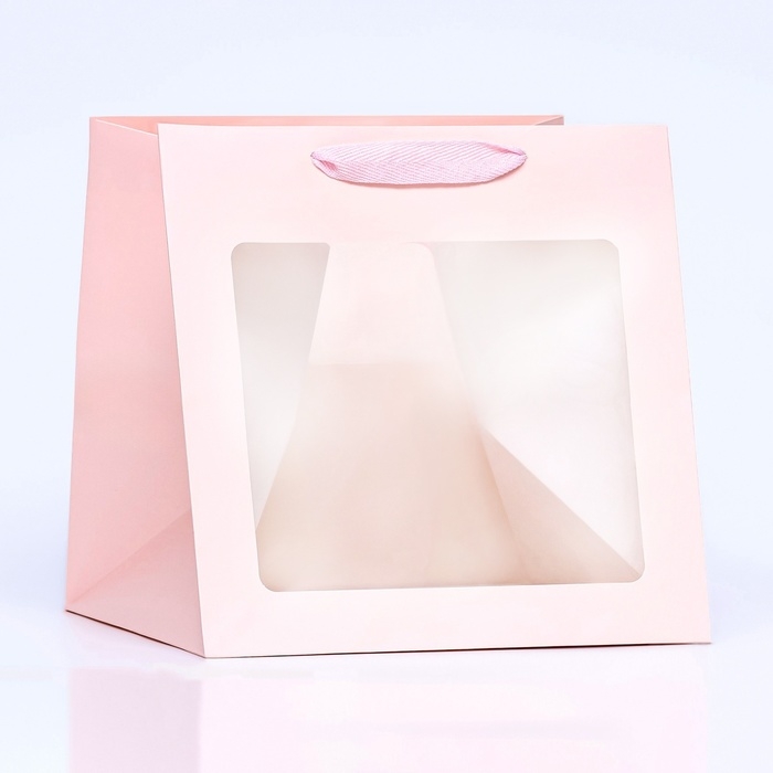 Пакет подарочный, крафт, с окном, «Розовый», 25 х 25 х 25 см Пакет подарочный, крафт, с окном, «Розовый», 25 х 25 х 25 см