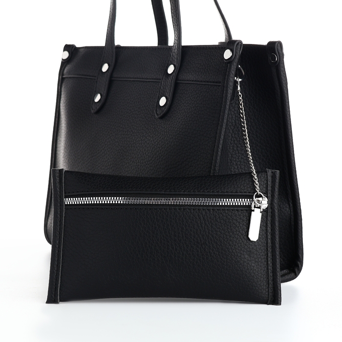 Сумка женская на молнии, TEXTURA, средний размер, цвет чёрный Сумка женская на молнии, TEXTURA, средний размер, цвет чёрный