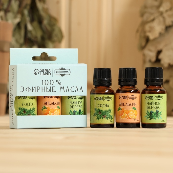 Набор эфирных масел 3 шт Набор эфирных масел 3 шт "Апельсин, Сосна, Чайное дерево" по 15 мл