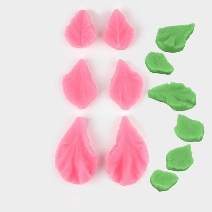 Набор молдов «Лепесточки», силикон, 3 пары, цвет МИКС Набор молдов «Лепесточки», силикон, 3 пары, цвет МИКС
