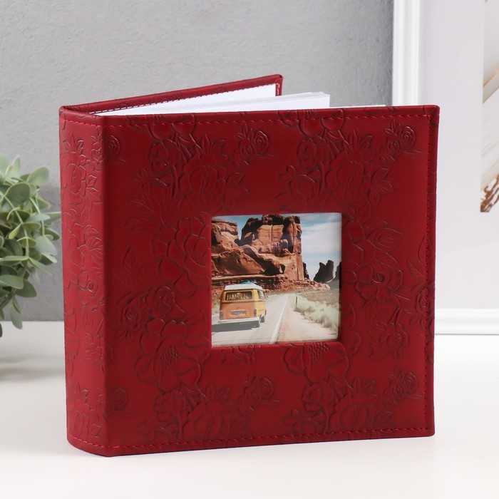 Фотоальбом на 200 фото 10х15 см кожзам Фотоальбом на 200 фото 10х15 см кожзам "Цветочная текстура" бумажные листы бордовый 5х23х22 см 104