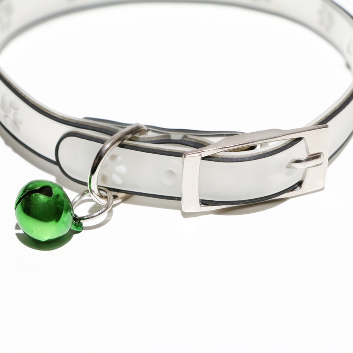 Ошейник Ошейник "Лапки", 28 х 1 см, ОШ 18-24 см, прозрачный/белый