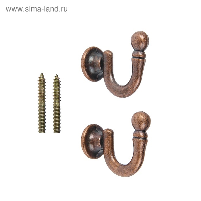 Крючок для штор KS003, однорожковый, цвет медь Крючок для штор KS003, однорожковый, цвет медь