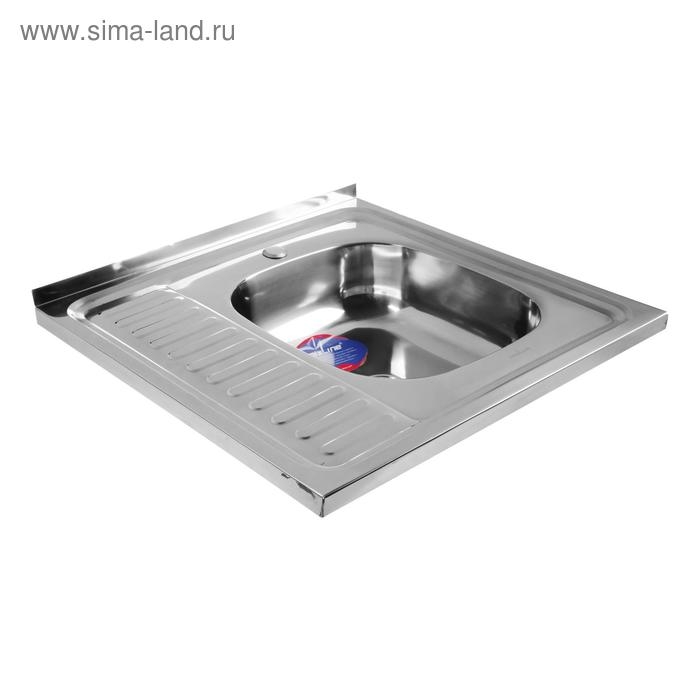 Мойка кухонная MIXLINE 527969, накладная, толщина 0.4 мм, 60х60х16 см, правая, выпуск 1 1/2 Мойка кухонная MIXLINE 527969, накладная, толщина 0.4 мм, 60х60х16 см, правая, выпуск 1 1/2"