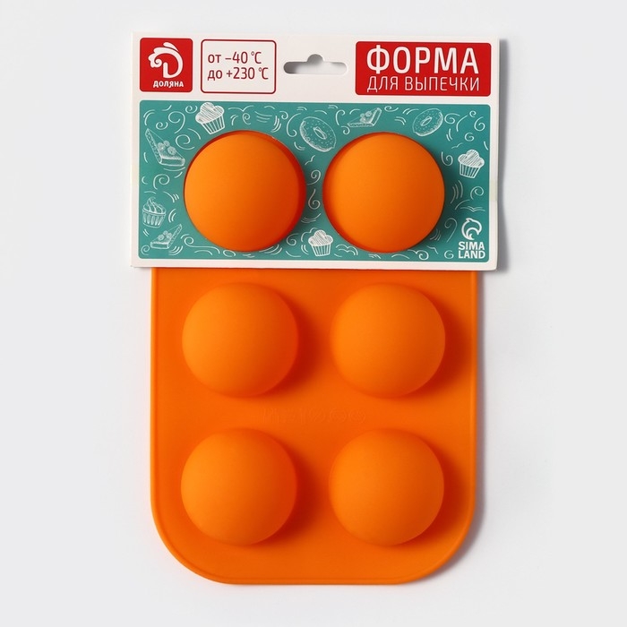 Форма для выпечки Доляна &laquo;Полусферы&raquo;, силикон, 24&times;16 см, 6 ячеек, d=5,5 см, цвет МИКС