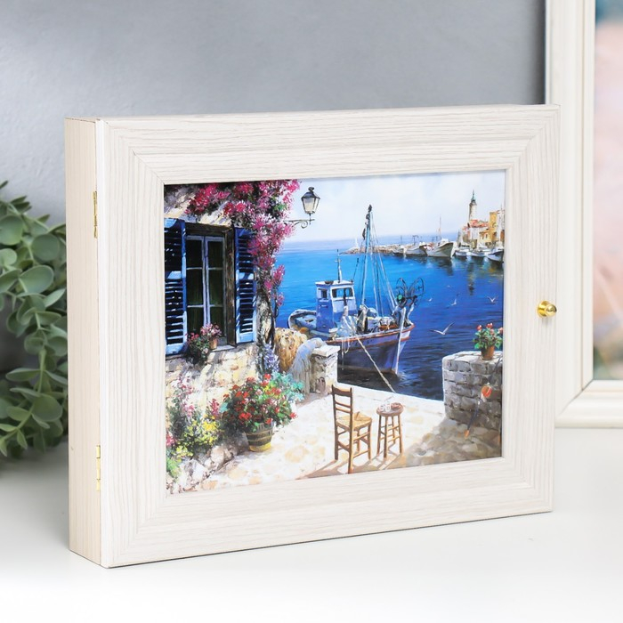 Ключница Ключница "Домик у причала" молочный дуб 26х31 см МИКС