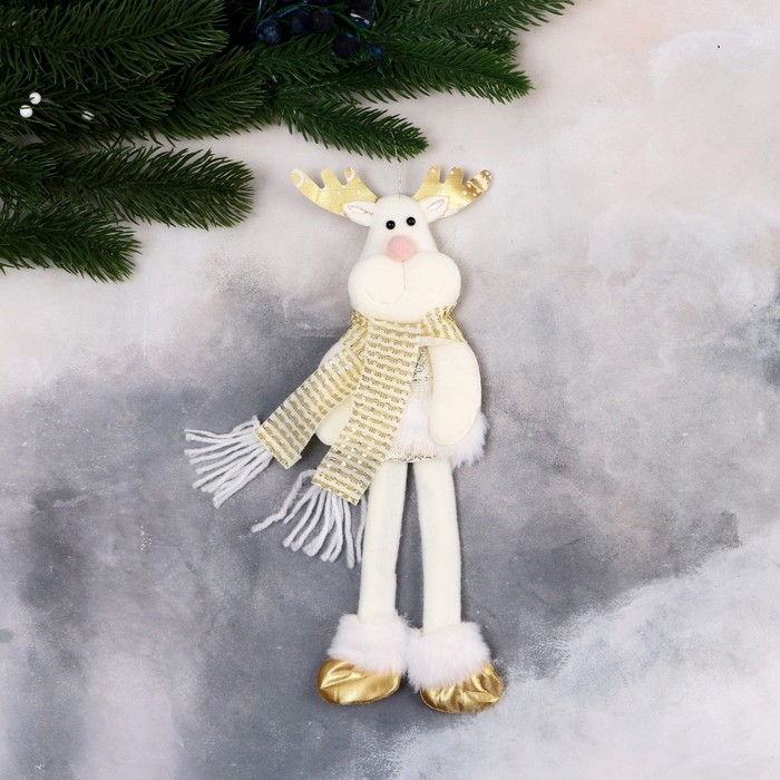 Мягкая подвеска Мягкая подвеска "Олень в костюмчике с геометрическим узором, длинные ножки" 8х25 см, золото 969265